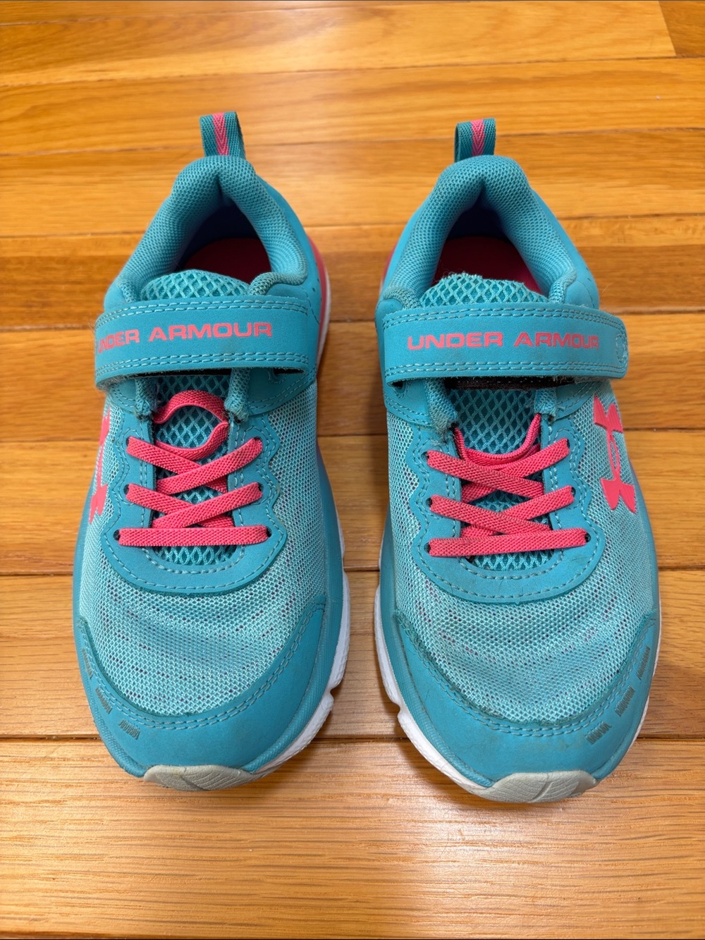 Under Armour Teal Sneakers with Pink Accents for Kids
